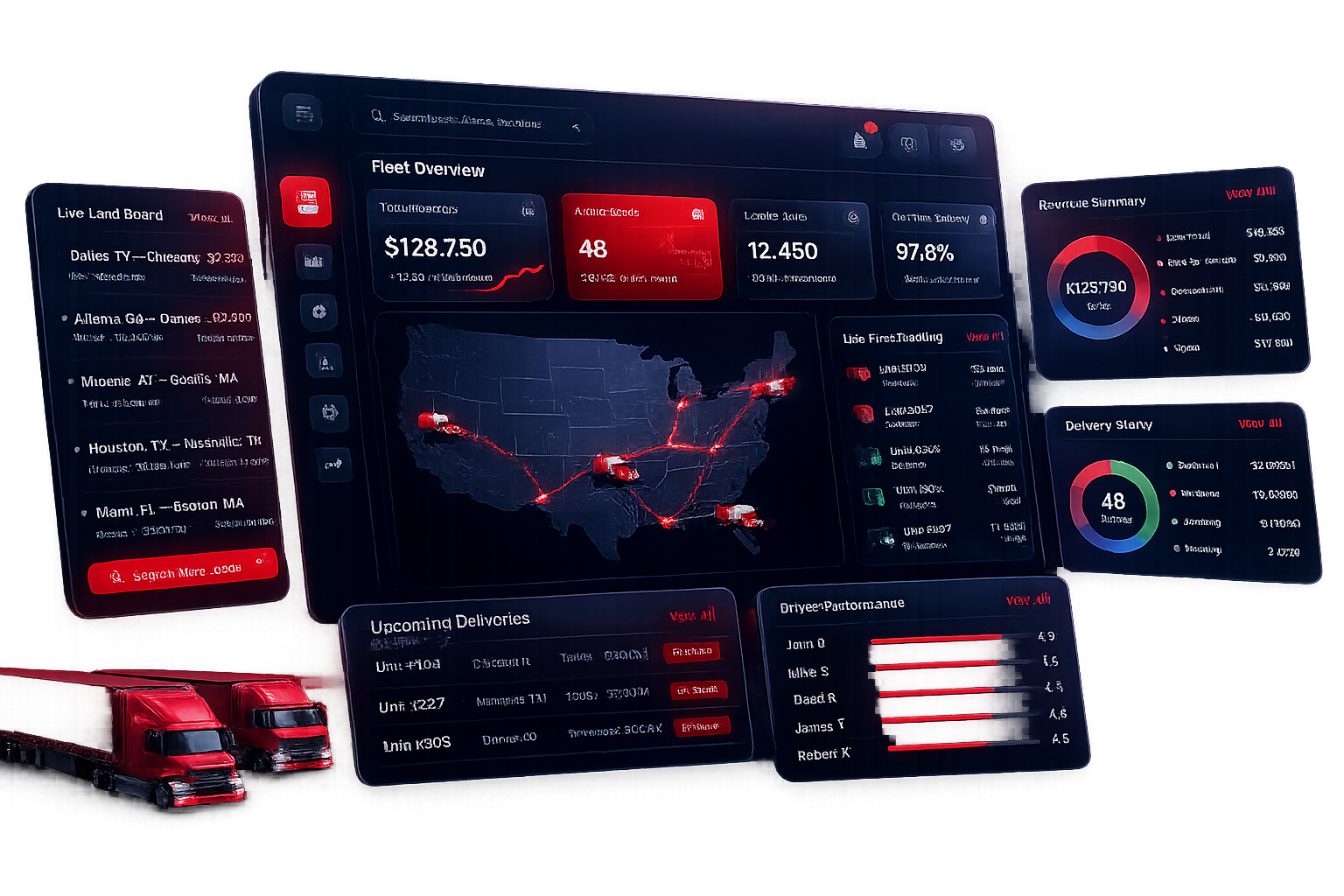 JM Logistics dispatch dashboard and fleet operations